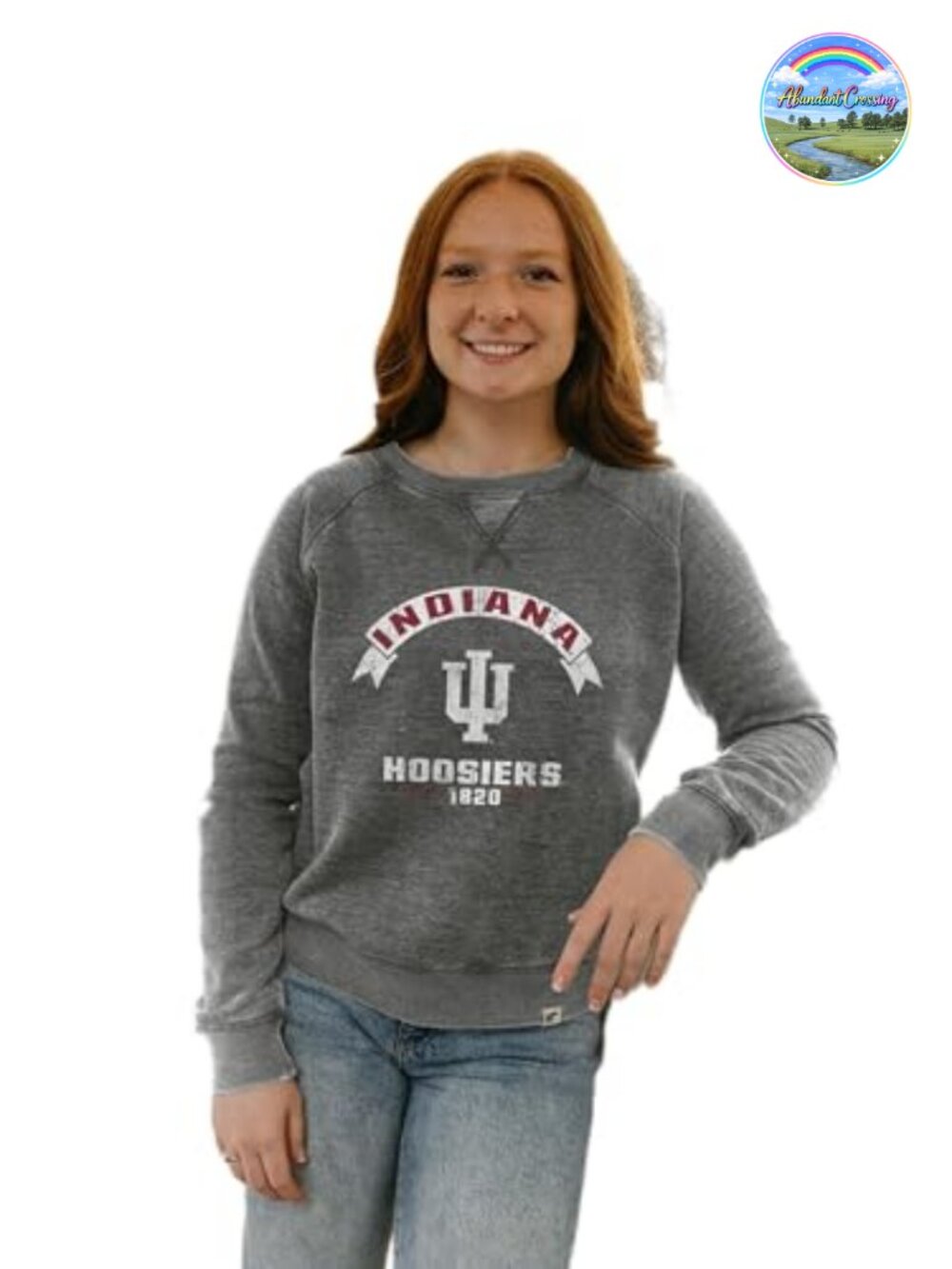 NCAA Indiana Hoosiers Women's Burnout Crewneck Sweatshirt Vintage Scholar